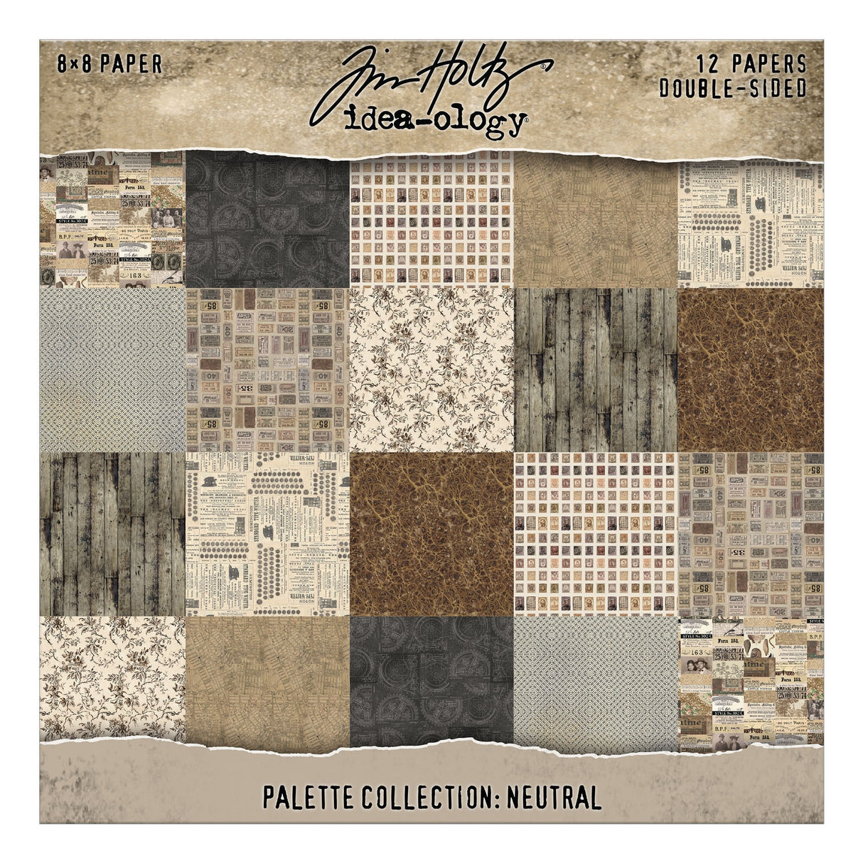 Tim Holtz - Advantus Idea-ology Double-Sided Cardstock 8"X8" 12/Pkg  Palette Collection: NEUTRAL
