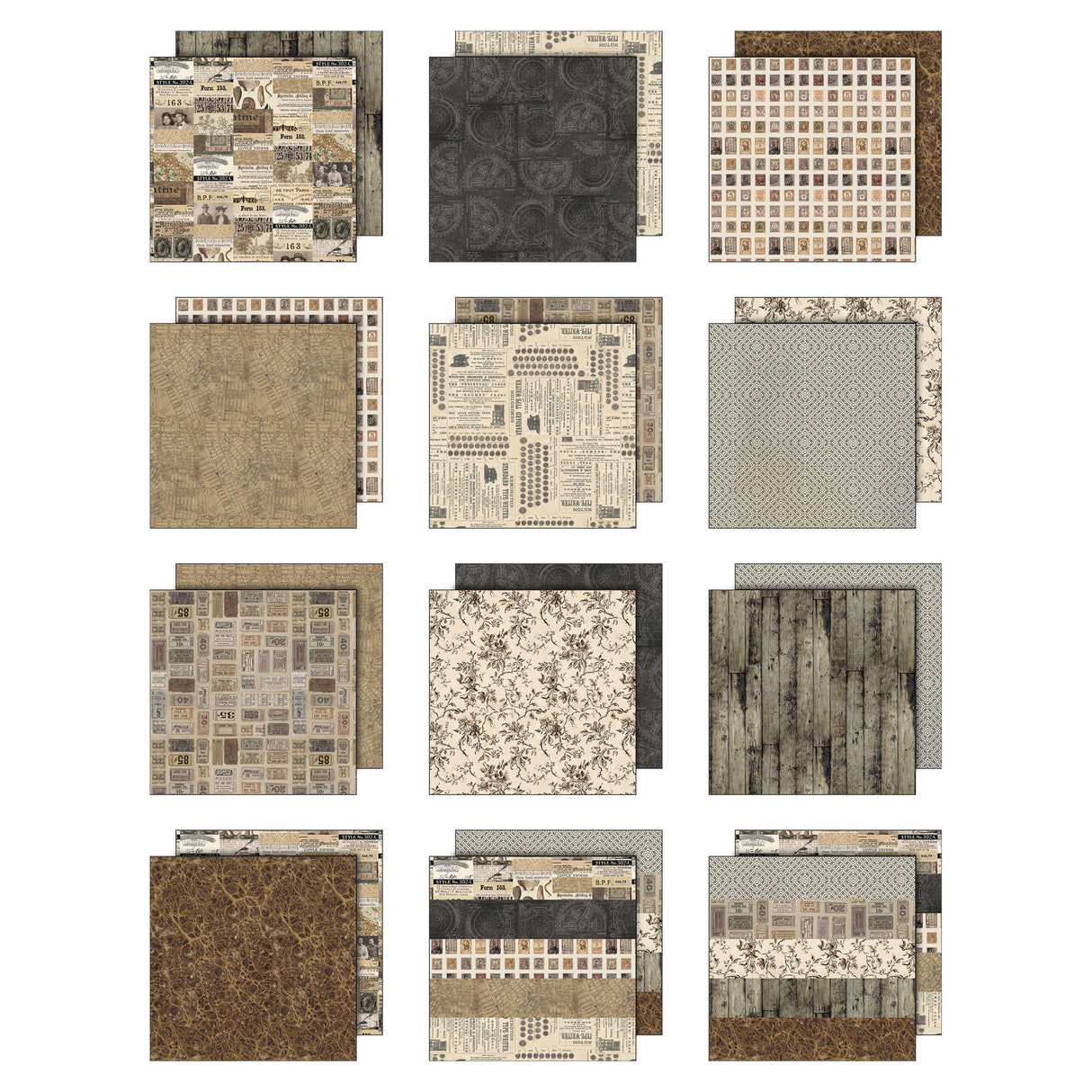 Tim Holtz - Advantus Idea-ology Double- Sided Cardstock 12"X12" 12/Pkg Palette Collection: Neutral