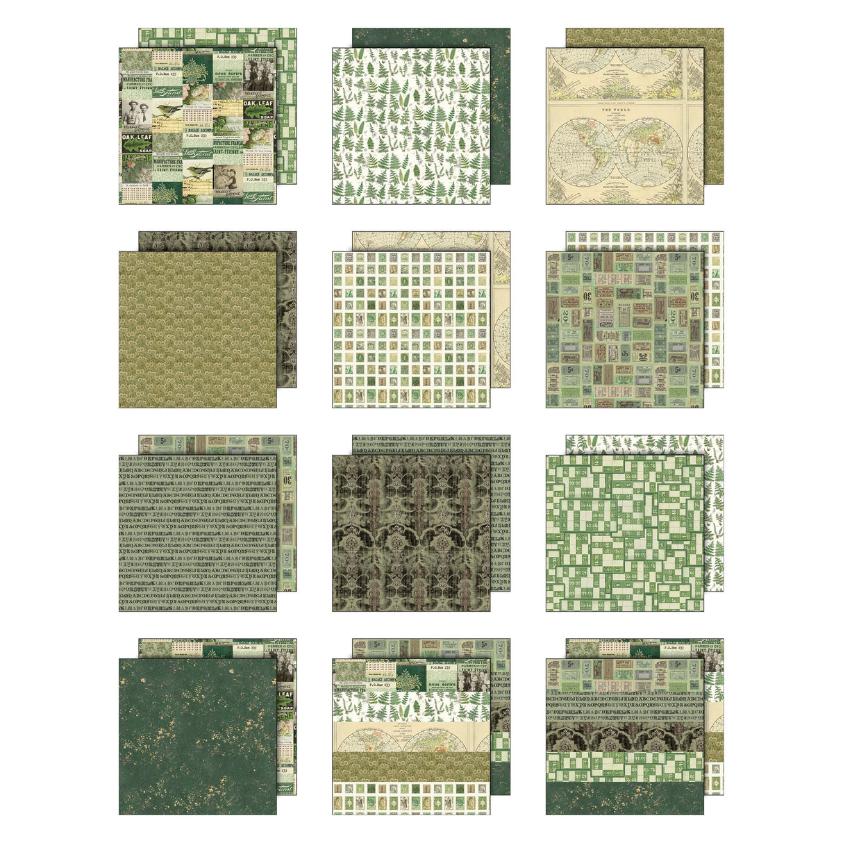 Tim Holtz - Advantus Idea-ology Double- Sided Cardstock 12"X12" 12/Pkg Palette Collection: Green