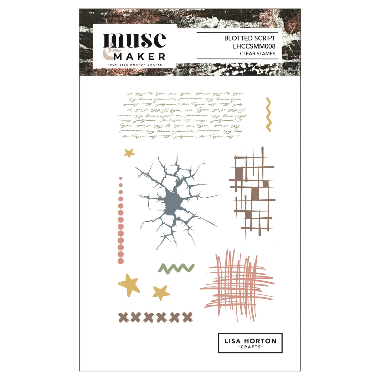 Lisa Horton Crafts Muse & Maker A6 Clear Stamp Set Blotted Script