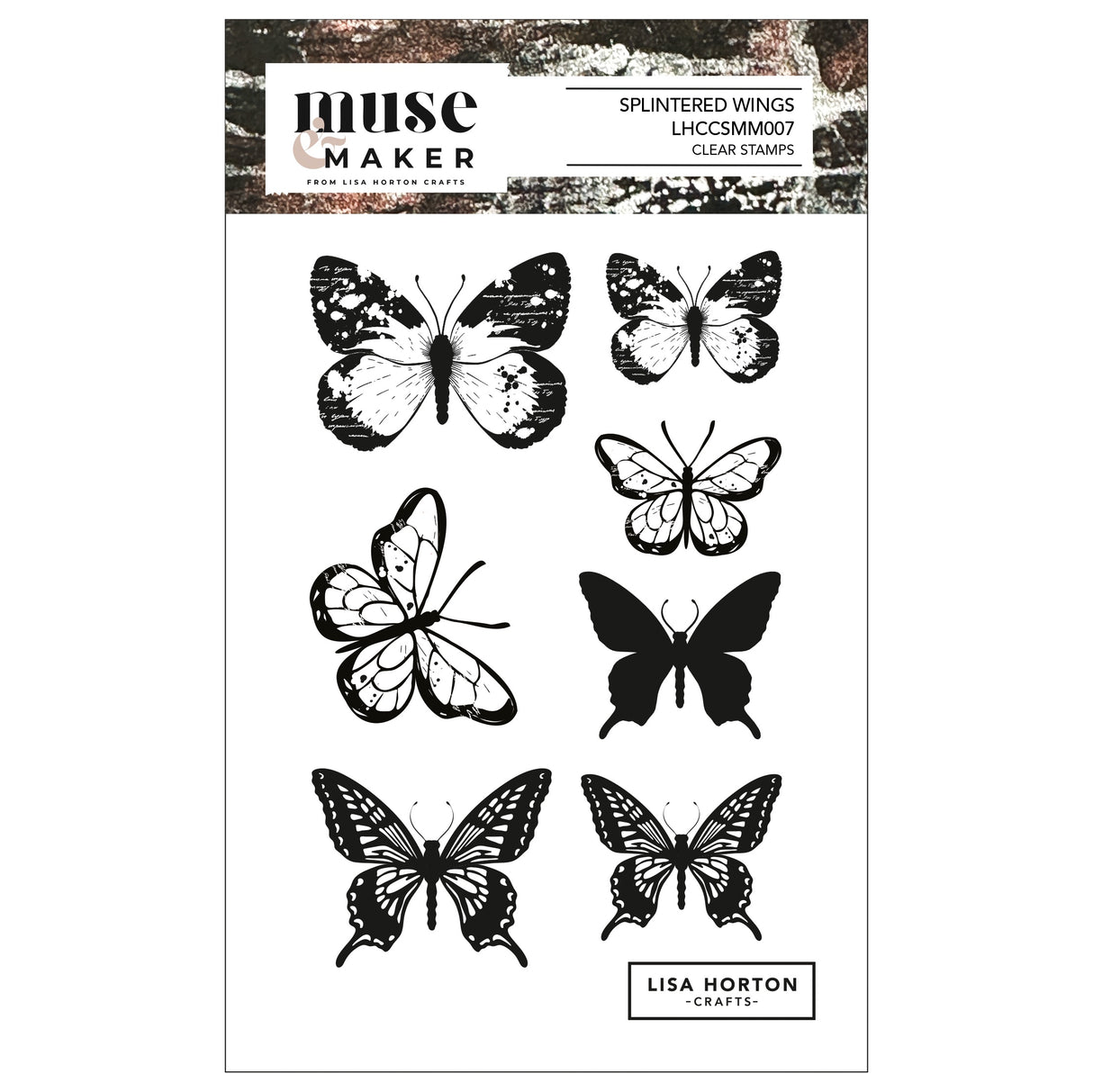 Lisa Horton Crafts Muse & Maker A6 Clear Stamp Set Splintered Wings