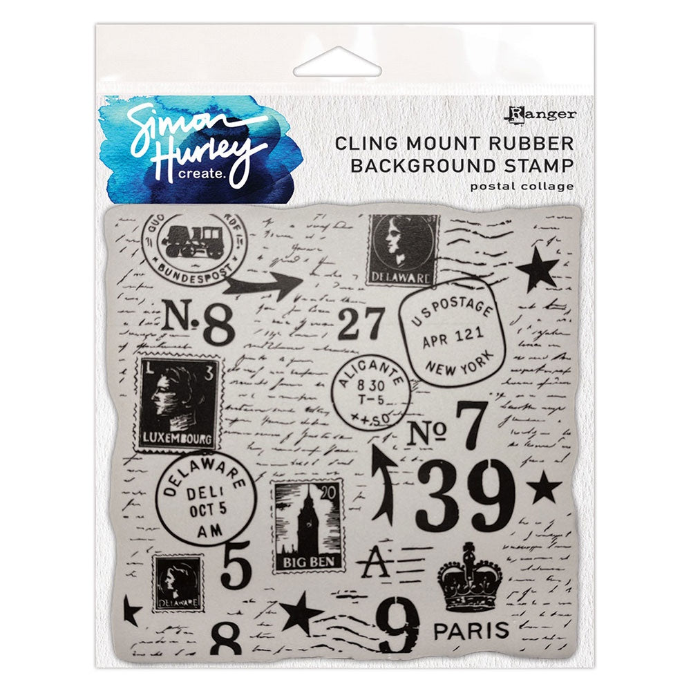 Simon Hurley create. Cling Mount Stamp 6X6 Postal Collage