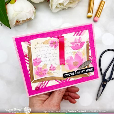 Waffle Flower Craft Open Book Floral Stencil