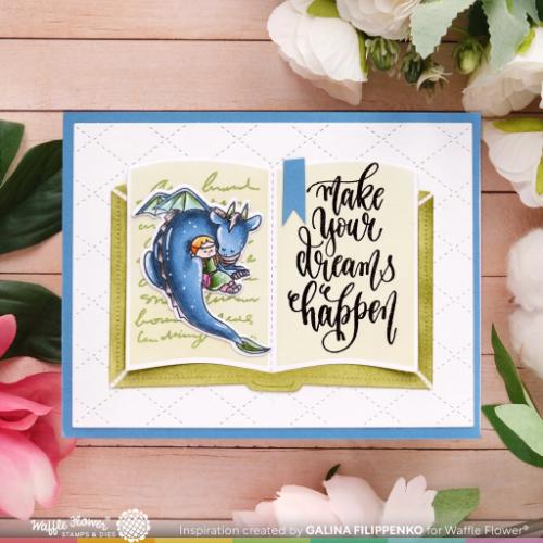 Waffle Flower Craft Open Book Sentiments Stamp Set