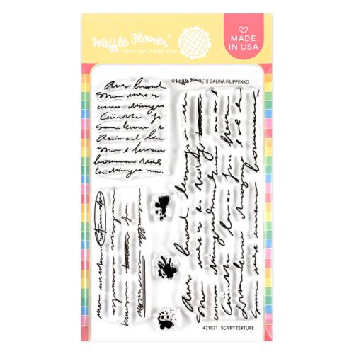 Waffle Flower Craft Script Texture Stamp Set