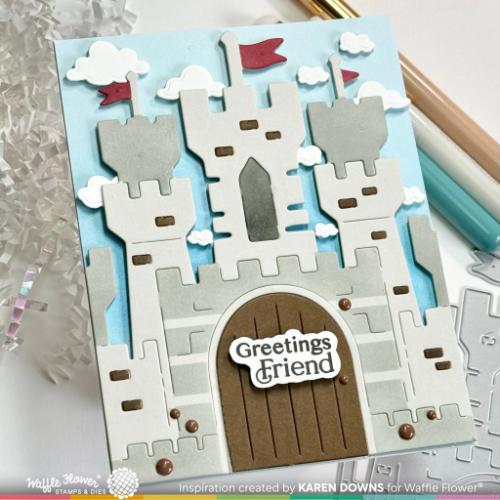 Waffle Flower Craft Castle Die-n-stencil