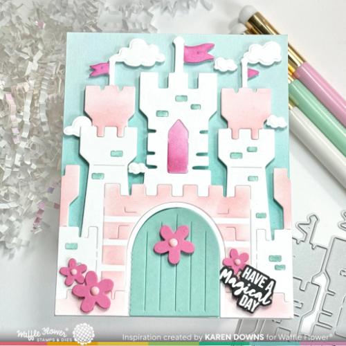 Waffle Flower Craft Castle Die-n-stencil