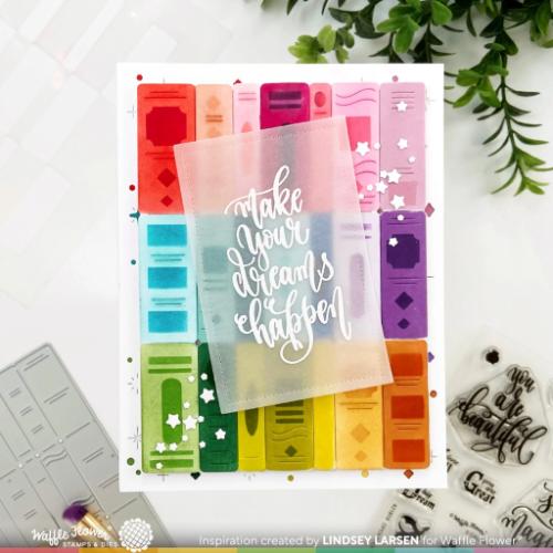 Waffle Flower Craft Bookshelf Panel Coloring Stencil