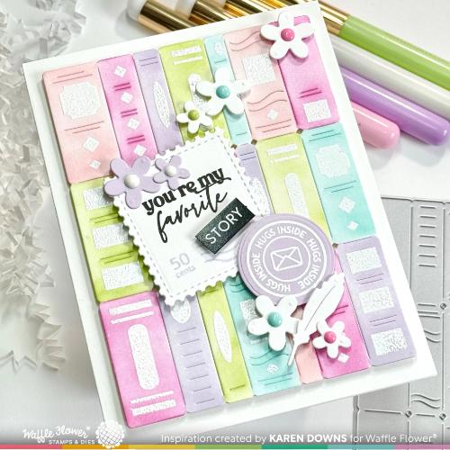 Waffle Flower Craft Bookshelf Panel Coloring Stencil