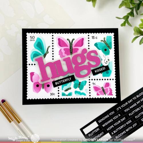 Waffle Flower Crafts Postage Collage Butterfly Stencil