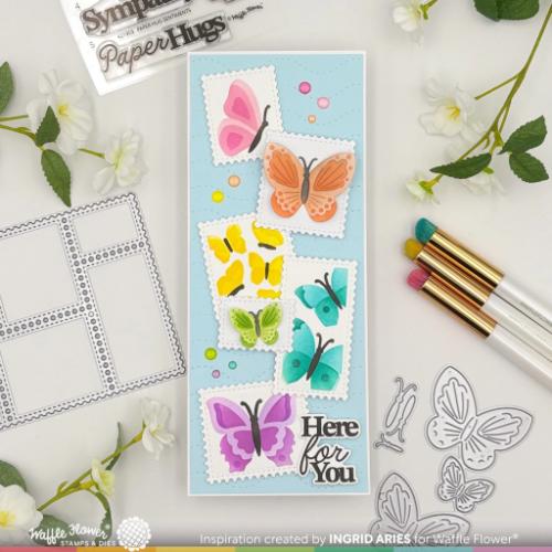 Waffle Flower Crafts Postage Collage Butterfly Stencil