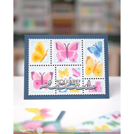 Waffle Flower Crafts Postage Collage Butterfly Stencil