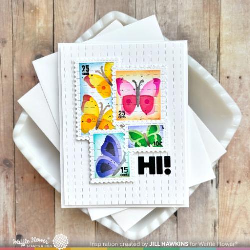 Waffle Flower Crafts Postage Collage Butterfly Stencil