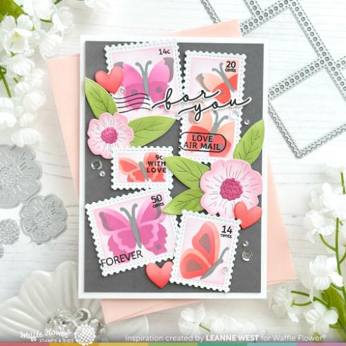 Waffle Flower Crafts Postage Collage Butterfly Stencil