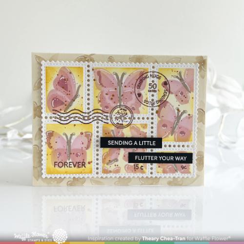 Waffle Flower Crafts Postage Collage Butterfly Stencil