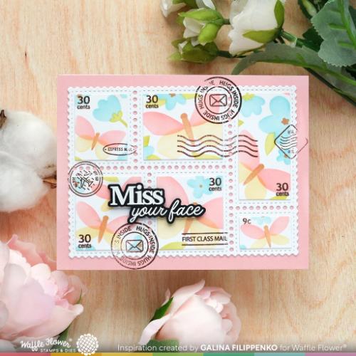 Waffle Flower Crafts Postage Collage Spring Breeze Stencil