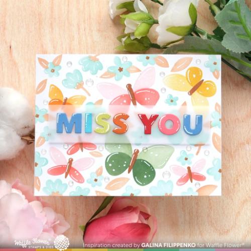 Waffle Flower Crafts Postage Collage Spring Breeze Stencil