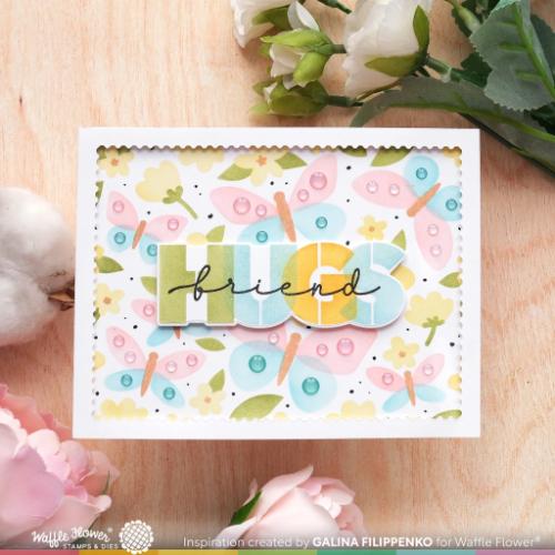 Waffle Flower Crafts Postage Collage Spring Breeze Stencil