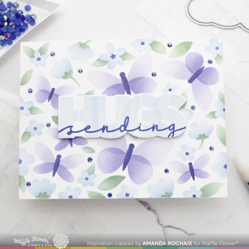 Waffle Flower Crafts Postage Collage Spring Breeze Stencil