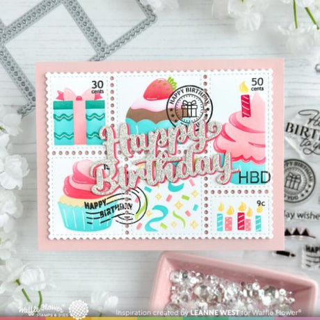 Waffle Flower Crafts Postage Collage Cupcake Stencil