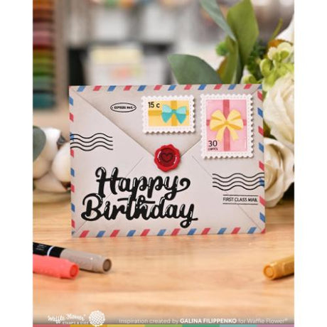 Waffle Flower Crafts Postage Collage Gifts Stencil