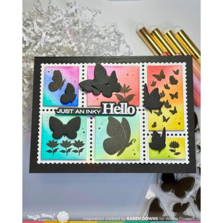Waffle Flower Crafts Postage Collage Wild Butterflies Stamp Set