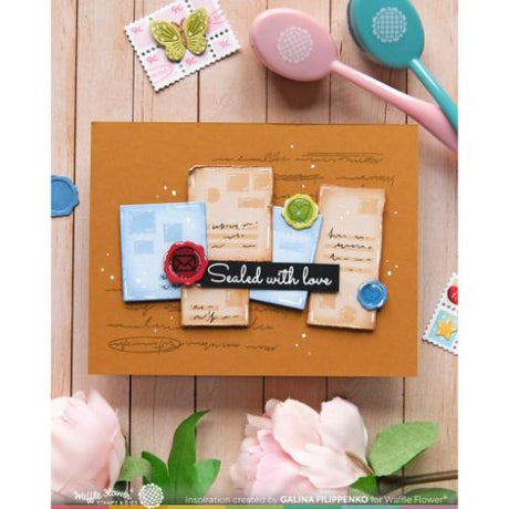 Waffle Flower Crafts Postage Collage Addressed Envelope Stencil