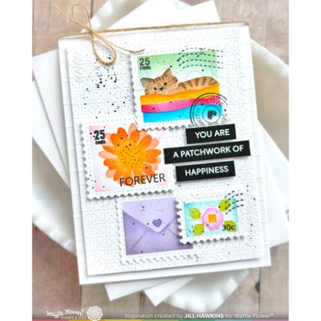 Waffle Flower Crafts Postage Collage Sew Fun Stencil