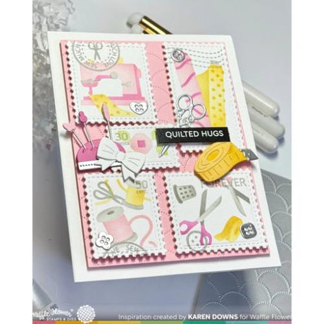 Waffle Flower Crafts Postage Collage Sew Fun Stencil
