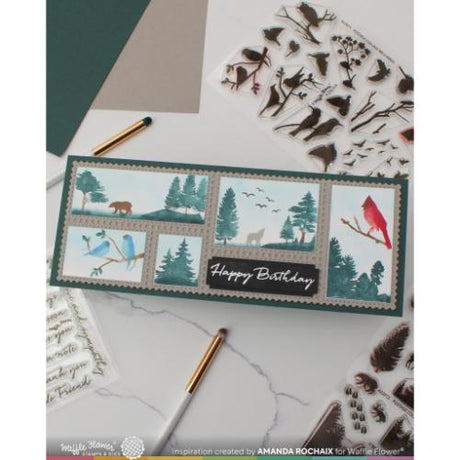 Waffle Flower Crafts Postage Collage Wild Birds Stamp Set