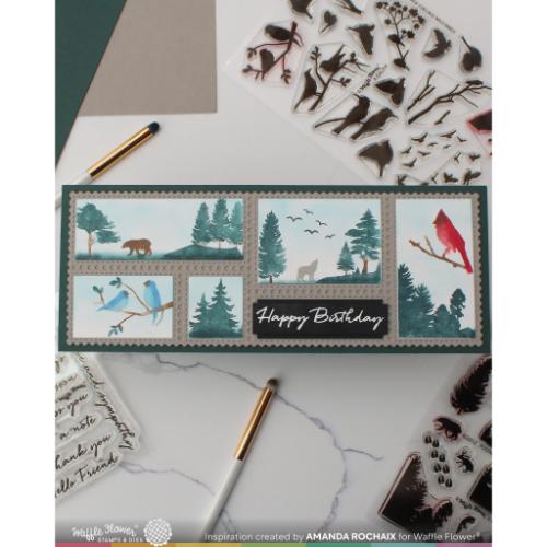 Waffle Flower Crafts Postage Collage Forest Sunset Stamp Set