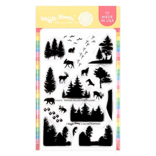 Waffle Flower Crafts Postage Collage Forest Sunset Stamp Set
