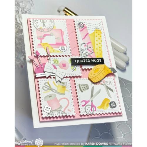 Waffle Flower Crafts Postage Collage Sew Fun Stamp Set