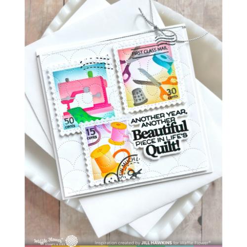 Waffle Flower Crafts Postage Collage Sew Fun Stamp Set