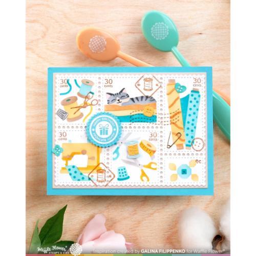 Waffle Flower Crafts Postage Collage Circle Sentiments Stamp Set