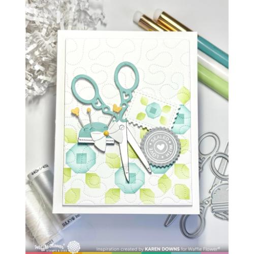 Waffle Flower Crafts Postage Collage Circle Sentiments Stamp Set