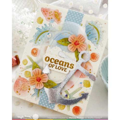 Waffle Flower Crafts Seashell Coloring Stencil