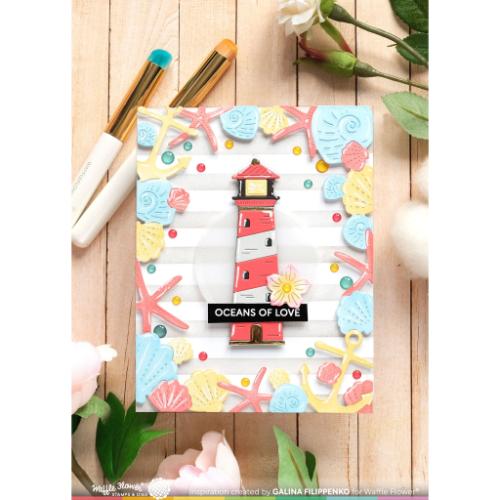 Waffle Flower Crafts Seashell Frame Coloring Stencil