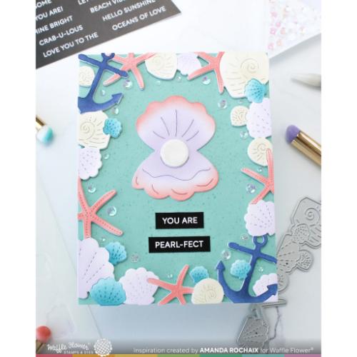 Waffle Flower Crafts Seashell Frame Coloring Stencil