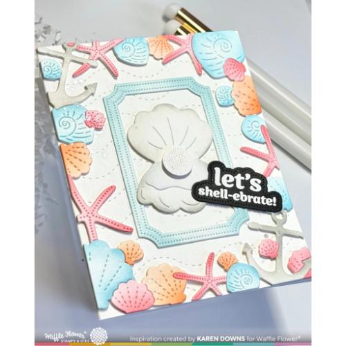 Waffle Flower Crafts Seashell Frame Coloring Stencil