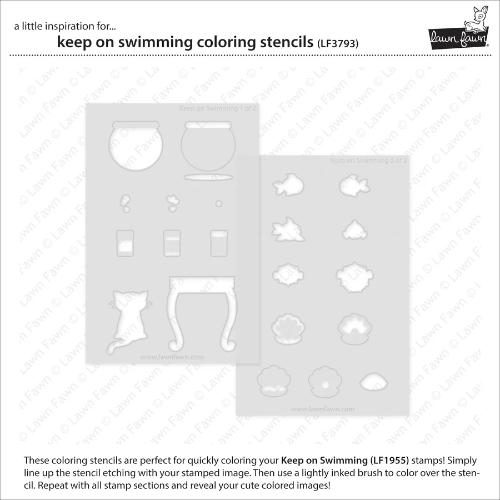 Lawn fawn LF3793 - Lawn Clippings - Keep On Swimming coloring Stencils