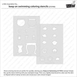 Lawn fawn LF3793 - Lawn Clippings - Keep On Swimming coloring Stencils