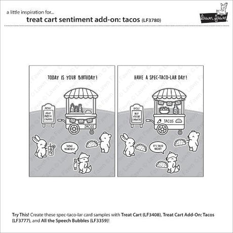 Lawn Fawn LF3780 - Stamps - Treat Cart Sentiment Add-On: Tacos