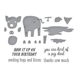 Spellbinders Ham It Up Clear Stamp & Die Set from the On the Farm Collection