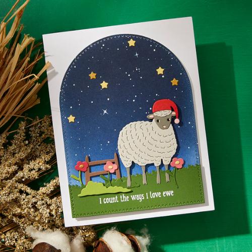 Spellbinders Counting Sheep Clear Stamp & Die Set from the On the Farm Collection