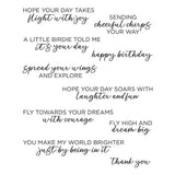 Spellbinders Spread Your Wings Sentiments Clear Stamp Set from the Cheerful Chirps Collection