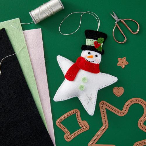 Spellbinders Felt Snowman Star Etched Dies from the Felt Stitch & Create Collection by Nicole Spohr