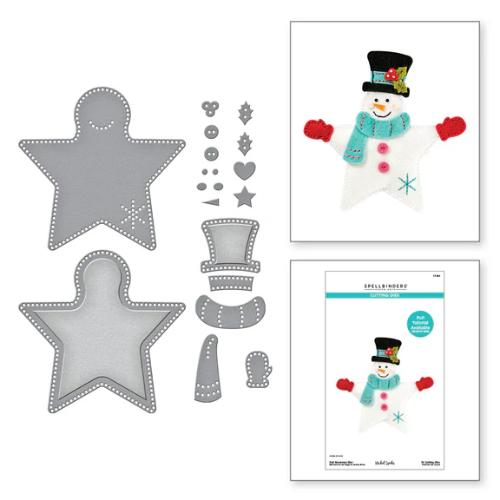 Spellbinders Felt Snowman Star Etched Dies from the Felt Stitch & Create Collection by Nicole Spohr