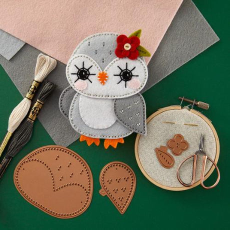 Spellbinders Felt Snowy Owl Etched Dies from the Felt Stitch & Create Collection by Nicole Spohr