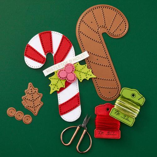 Spellbinders Felt Candy Cane Etched Dies from the Felt Stitch & Create Collection by Nicole Spohr